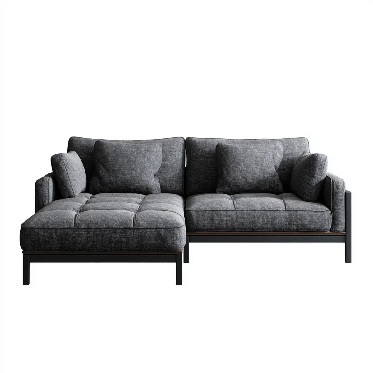 Canapé d’angle gauche 3 places gris anthracite en polyester et acier 220 x 145 x 85 cm
