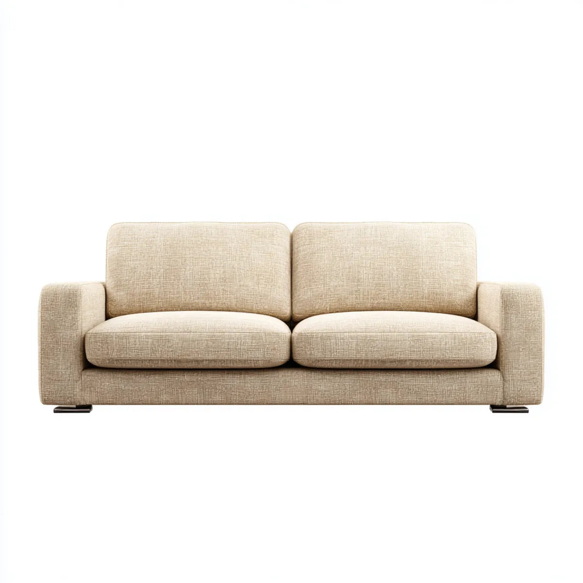 Canapé droit 2 places beige en polyester 170 x 90 x 85 cm