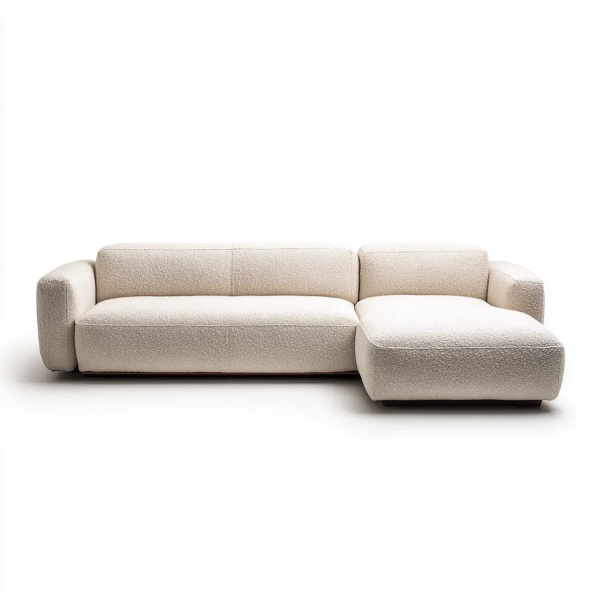 Canapé d'angle 3 places avec méridienne droite écru 270 x 165 x 72 cm polyester bouclé forme L