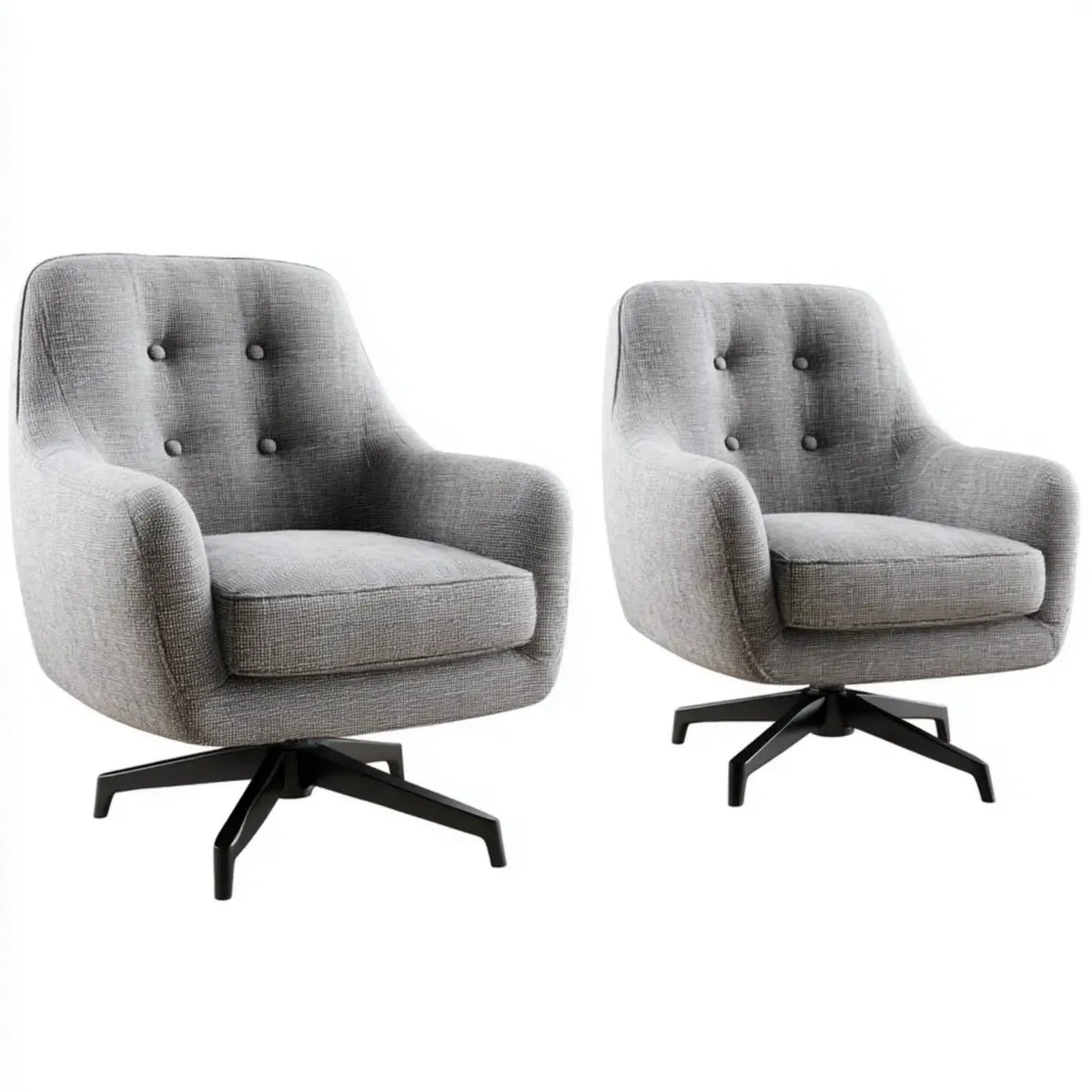 Lot de 2 fauteuils pivotants gris 75 x 78 x 85 cm polyester acier forme arrondie