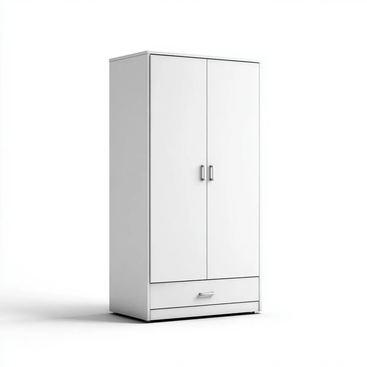 Armoire de chambre 2 portes et 1 tiroir blanche 80 x 50 x 180 cm en panneaux de particules rectangulaire