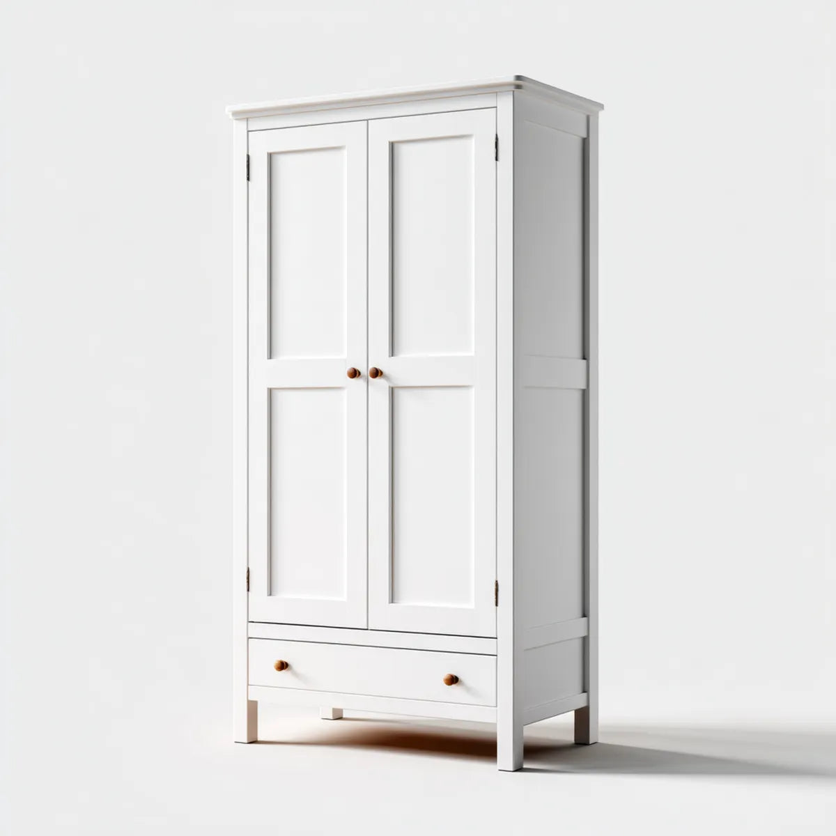 Armoire de chambre 2 portes avec tiroir blanche 80 x 50 x 180 cm en MDF rectangulaire