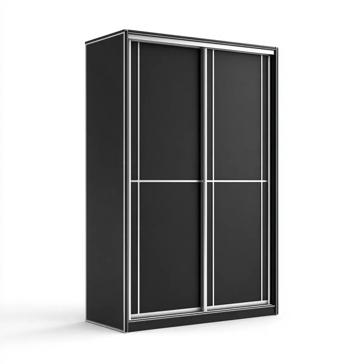 Armoire de chambre à portes coulissantes noire 120 x 60 x 200 cm en panneaux de particules mélaminés rectangulaire