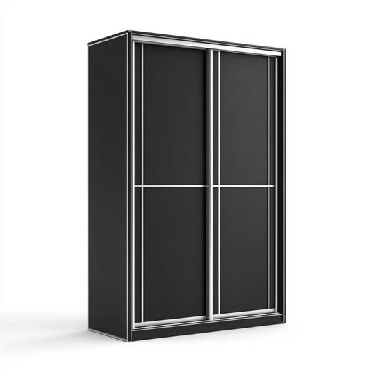 Armoire de chambre à portes coulissantes noire 120 x 60 x 200 cm en panneaux de particules mélaminés rectangulaire