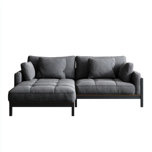 Canapé d’angle gauche 3 places gris anthracite en polyester et acier 220 x 145 x 85 cm