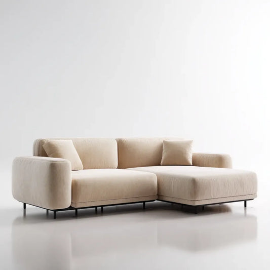 Canapé d’angle avec méridienne beige 250 x 160 x 85 cm polyester forme L