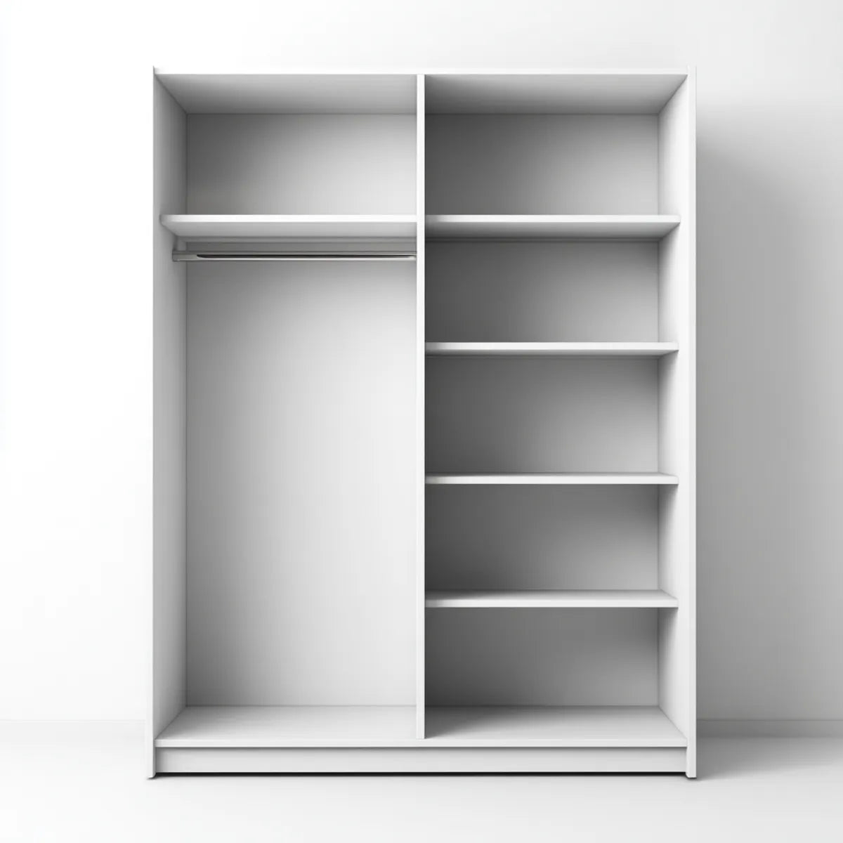 Armoire ouverte de chambre blanche 120 x 50 x 200 cm en panneaux de particules mélaminés rectangulaire avec penderie et étagères