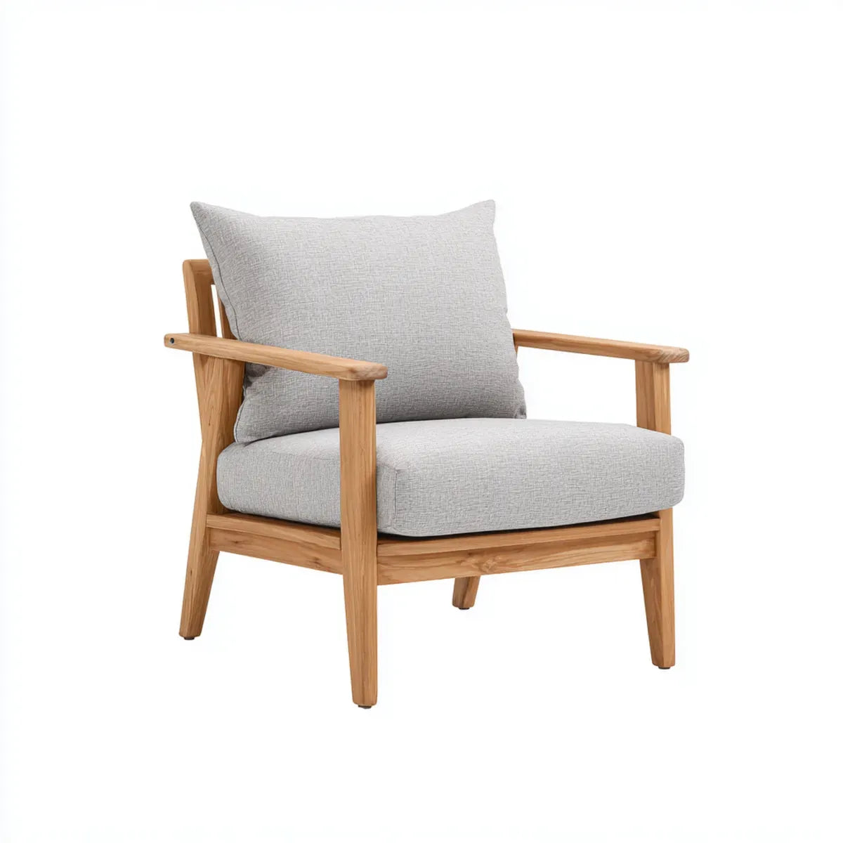 Fauteuil de salon gris clair et chêne massif forme rectangulaire 72 x 78 x 80 cm