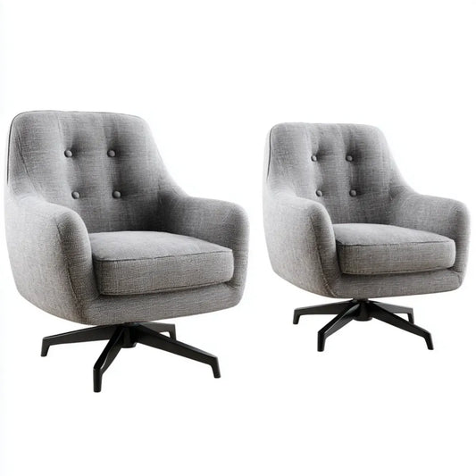 Lot de 2 fauteuils pivotants gris 75 x 78 x 85 cm polyester acier forme arrondie