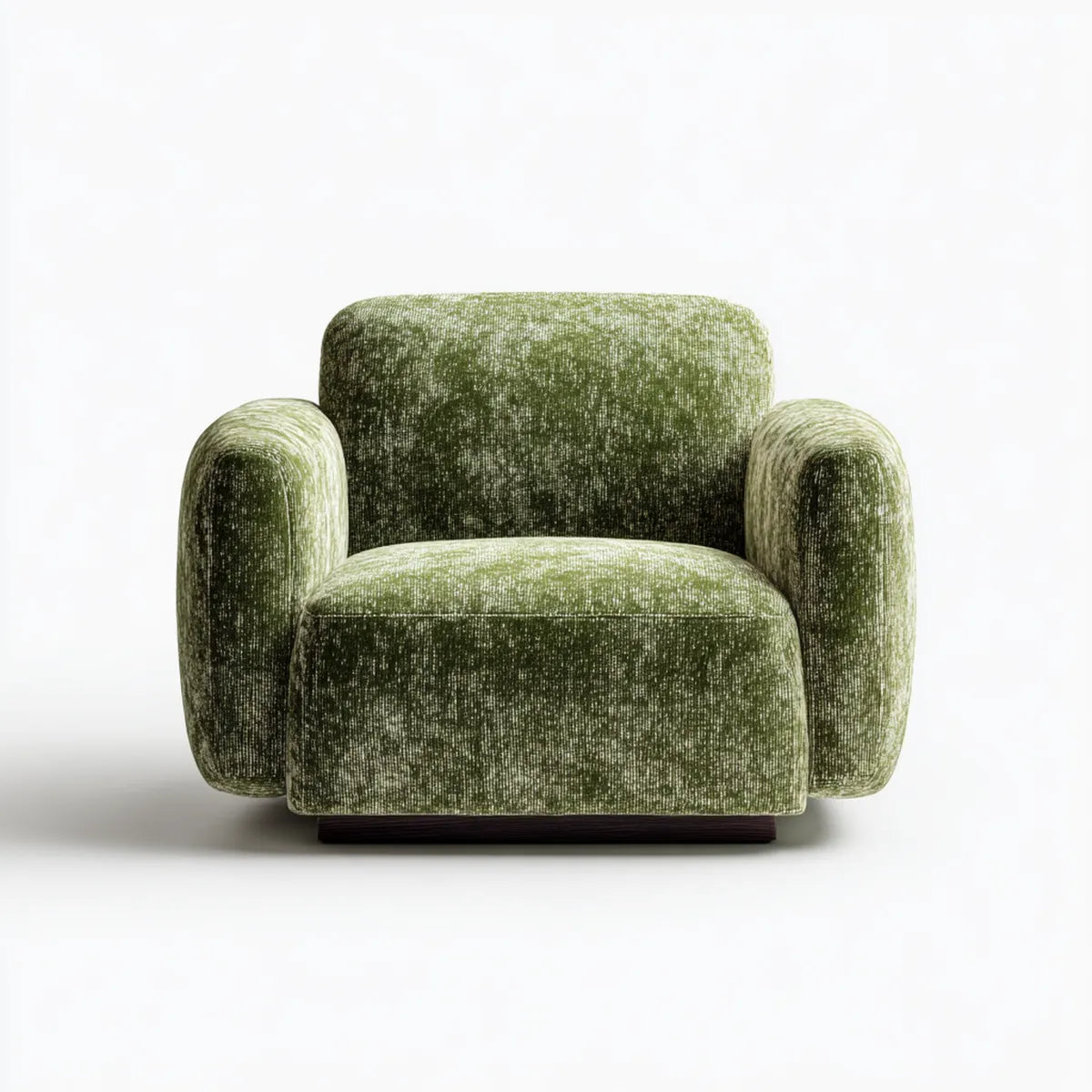 Fauteuil de salon vert olive en velours de polyester 95 x 88 x 78 cm à accoudoirs arrondis