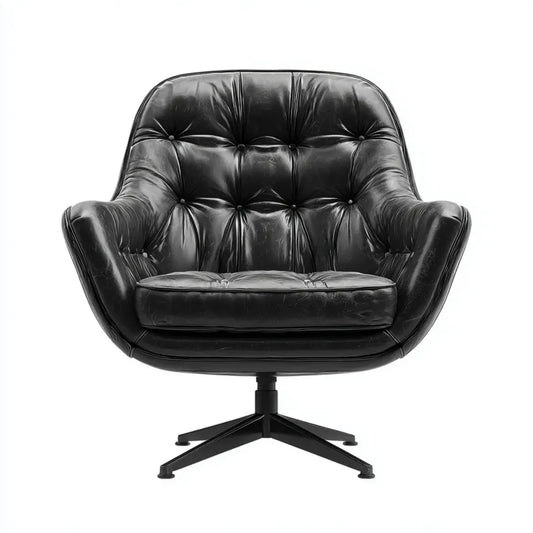 Fauteuil pivotant noir en cuir synthétique PU capitonné 86 x 85 x 94 cm