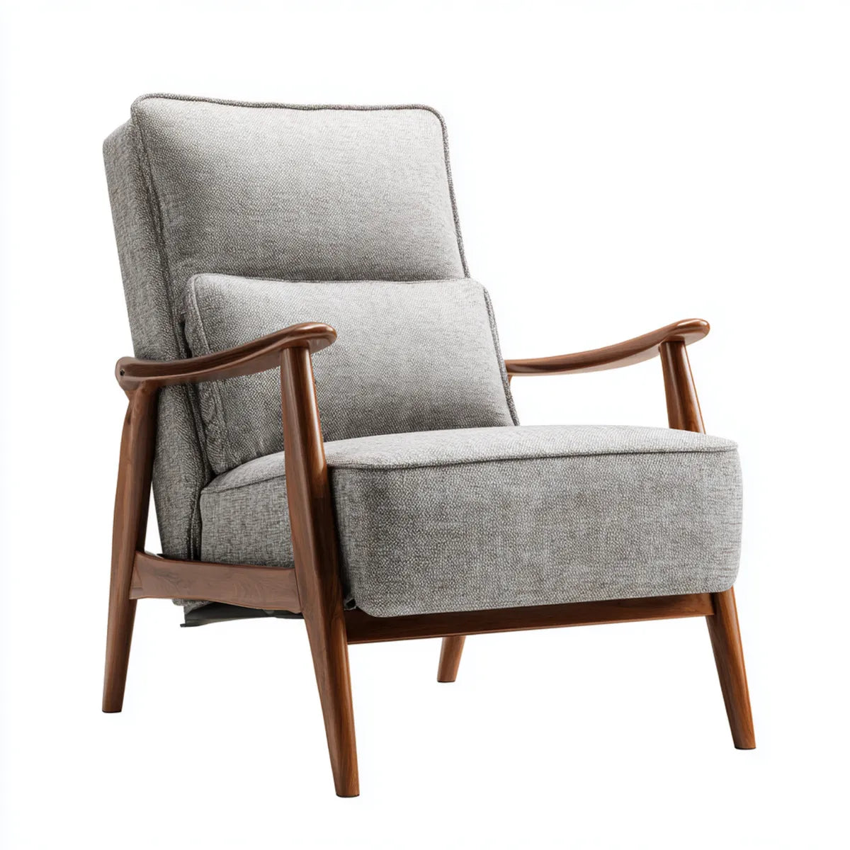 Fauteuil relax inclinable gris 78 x 90 x 100 cm en polyester et bois d'hévéa massif