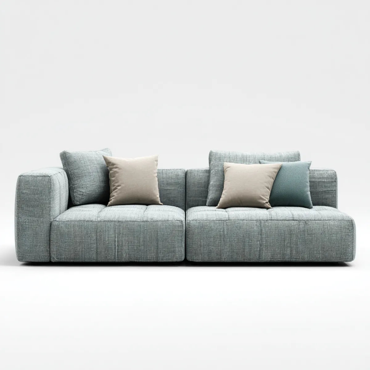 Canapé 2 places droit bleu gris 220 x 95 x 82 cm en polyester et mousse