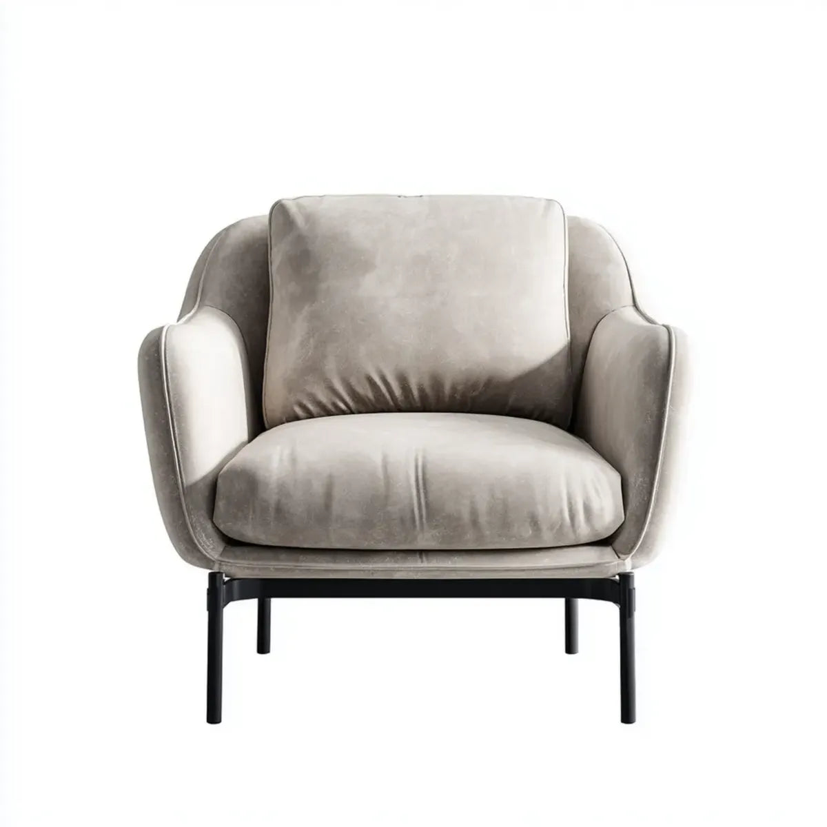 Fauteuil de salon gris 82 x 85 x 86 cm en polyester effet velours avec pieds en acier forme arrondie