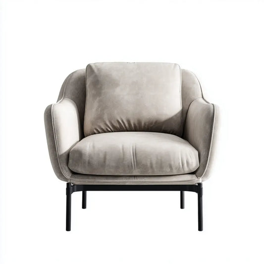 Fauteuil de salon gris 82 x 85 x 86 cm en polyester effet velours avec pieds en acier forme arrondie